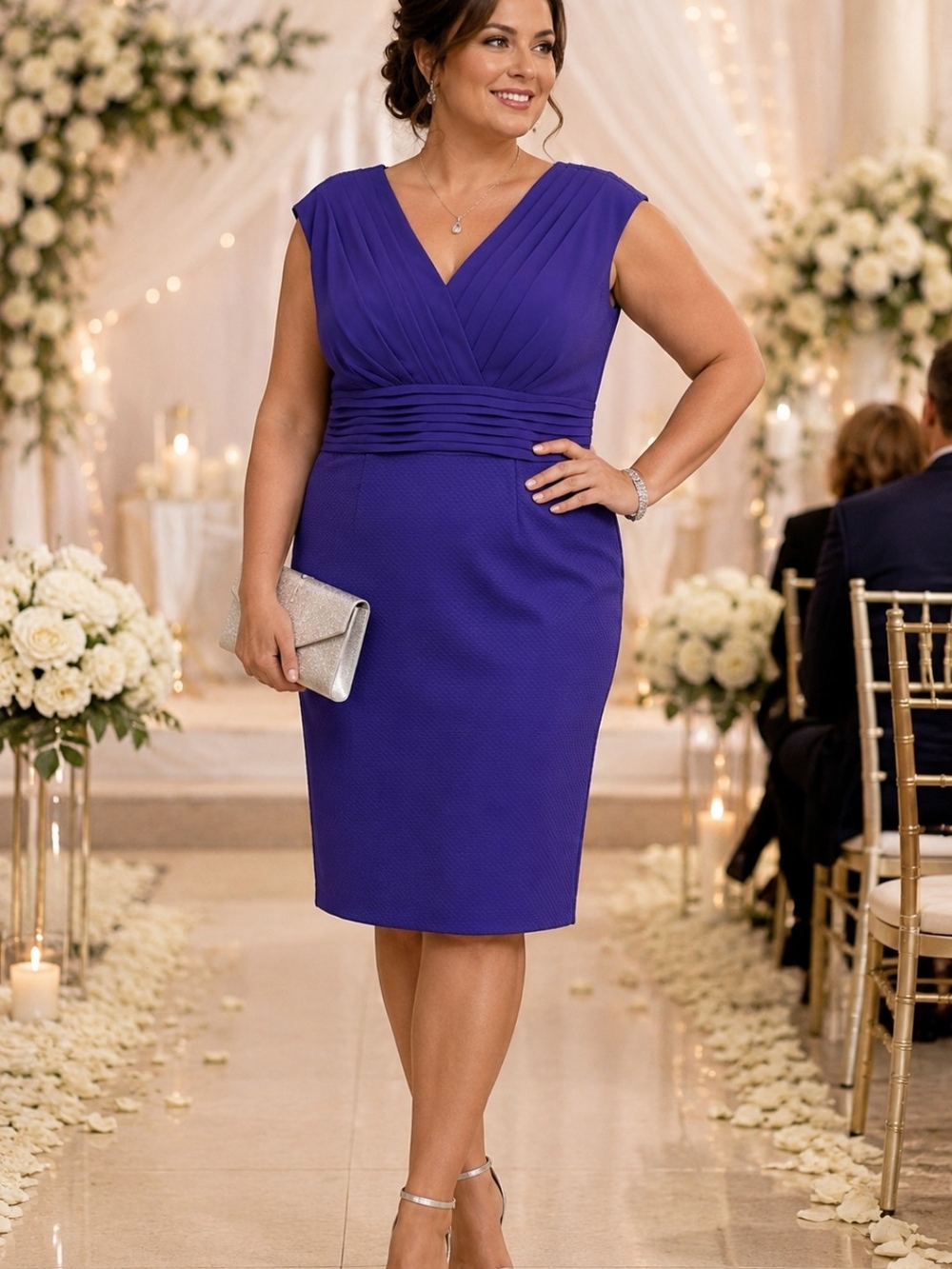 Gina Bacconi Size 14 Large Royal Purple Sheath Dress Cocktail Wedding Party